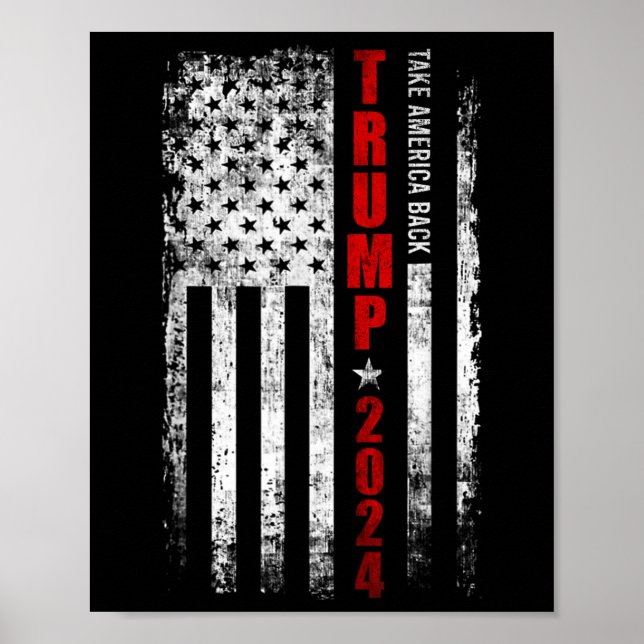 Poster Trump 2024 Retome o Patriota Americano de Bandeira (Frente)