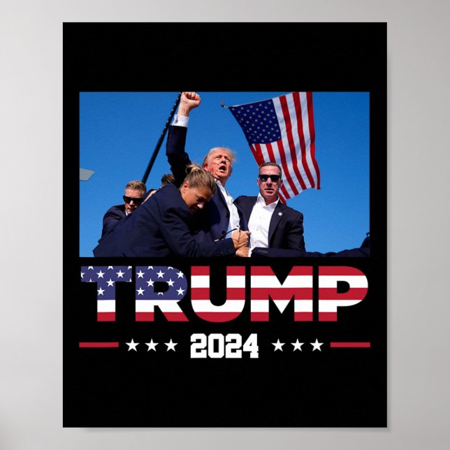 Poster Trump 2024 Sobreviveu A Tiro Na Manifestação Eleit (Frente)