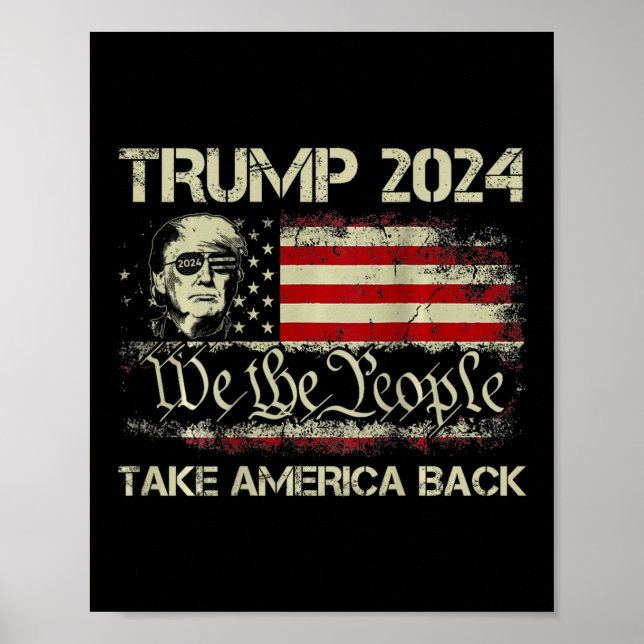 Poster Trump 2024 Take America Back American Flag (em seg (Frente)