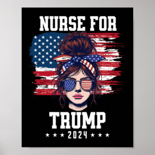 Poster Trump 2025 Enfermeira Coque Desarrumado América Ba