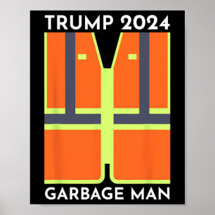 Poster Trump 2025 Homem do Lixo Engraçado Apoiadores Patr
