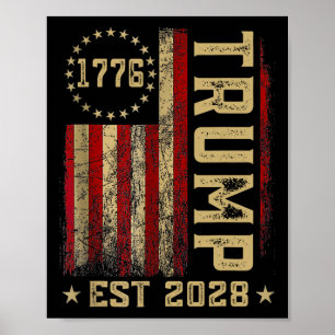Poster Trump 2028 Vote Donald Trump América Flag Vinta