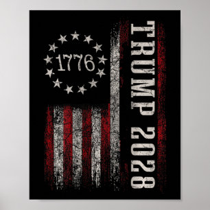Poster Trump 2028 Vote Donald Trump América Flag Vinta