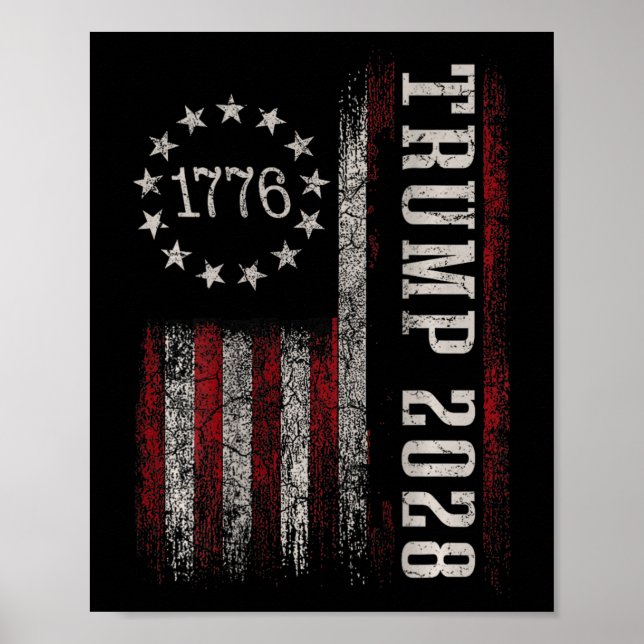 Poster Trump 2028 Vote Donald Trump América Flag Vinta (Frente)