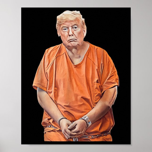 Poster Trump 20-24 Anos Na Prisão Anti-Trump Engraçado (Frente)