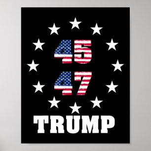 Poster Trump 45 47 Presidente Eua Flag 2024 2025 Vencedor