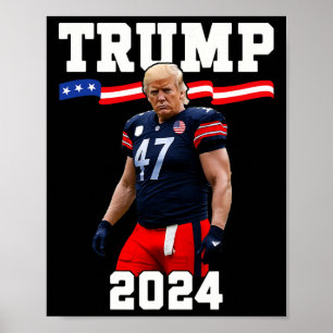 Poster Trump 47 Football Jersey 2024 Us Flag Trump Vance