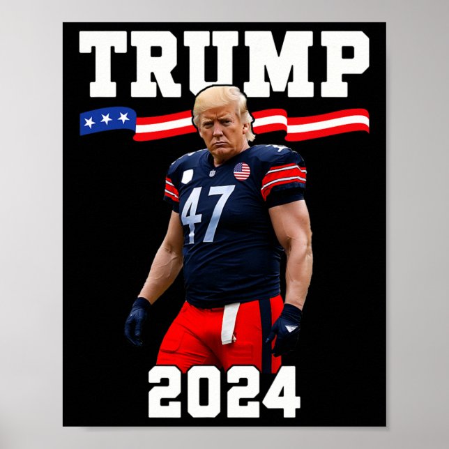 Poster Trump 47 Football Jersey 2024 Us Flag Trump Vance (Frente)
