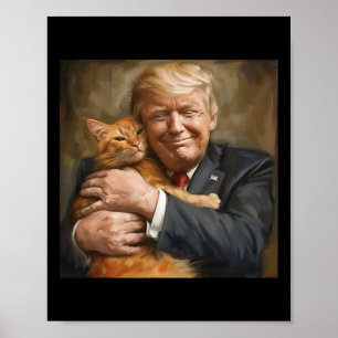 Poster Trump Abrindo Um Gato Laranja 2024