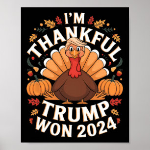 Poster Trump Ação de Graças Estou agradecido Trump venceu