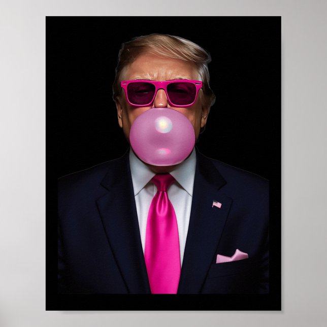 Poster Trump Bubble Gum Shirt 2024 Votação Presidente Fun (Frente)