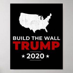 Poster Trump Constrói a Parede Pro EUA Conservador Vintag