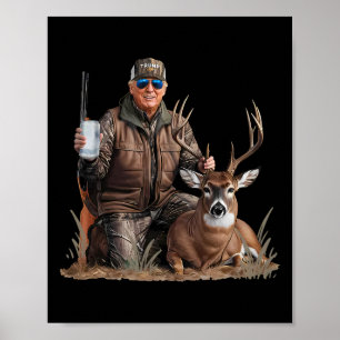 Poster Trump Deer Caça Donald Trump Old School Camoufl