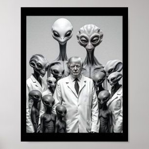 Poster Trump Divertido Com Conspiração De Alienígenas Ext