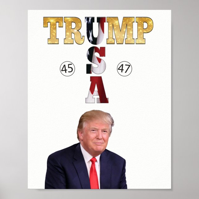 Poster Trump Dourado 💖 Presidencial 💕 EUA 45 47 (Frente)