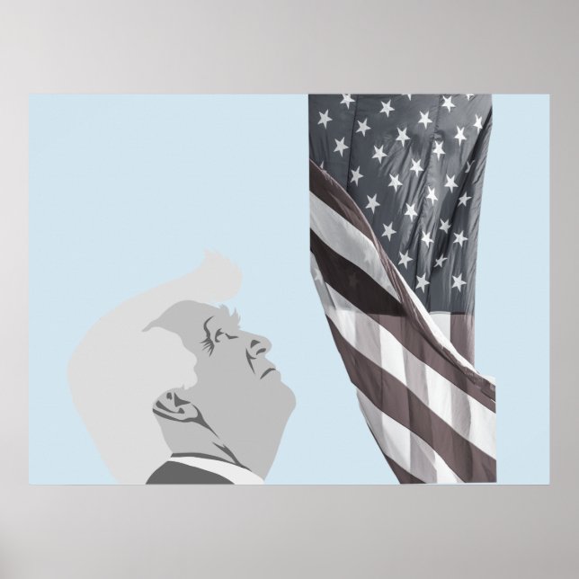 Pôster Trump e a bandeira americana (Frente)