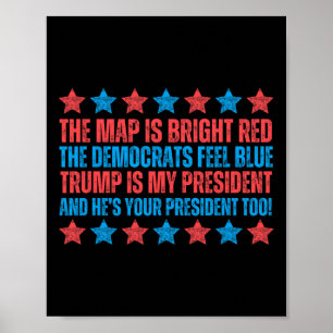 Poster Trump É O Meu Presidente Poem Red Map Namorados In