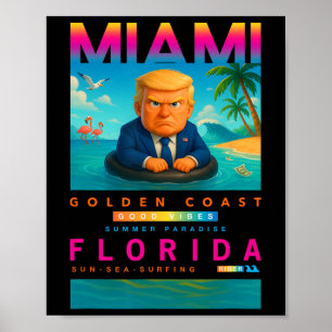 Poster Trump engraçado em um anel de natação de pato amar