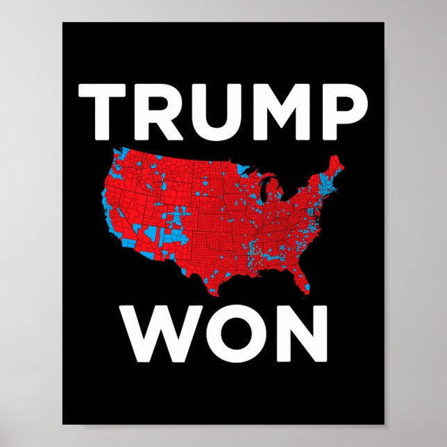 Poster Trump Ganhou 2024 Mapa de Resultados Eleitorais Co (Frente)
