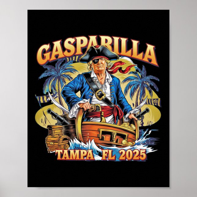 Poster Trump Gasparilla Tampa Fl 2025 Festival de Pirata (Frente)