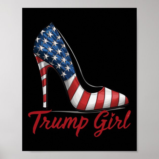 Poster Trump Girl High Heel Stilettos, American Flag Trum (Frente)