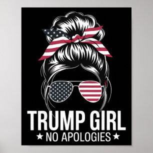 Poster Trump Girl Messaging Bun American Flag Sungles Pat