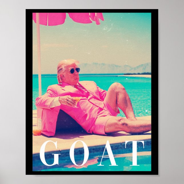 Poster Trump Goat Summer 2024 Retro Funny Pink Donald Tru (Frente)
