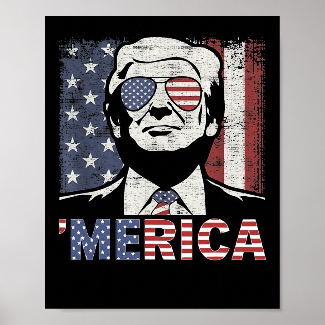 Poster Trump Happy 4 De Julho Trump American Flag (Frente)