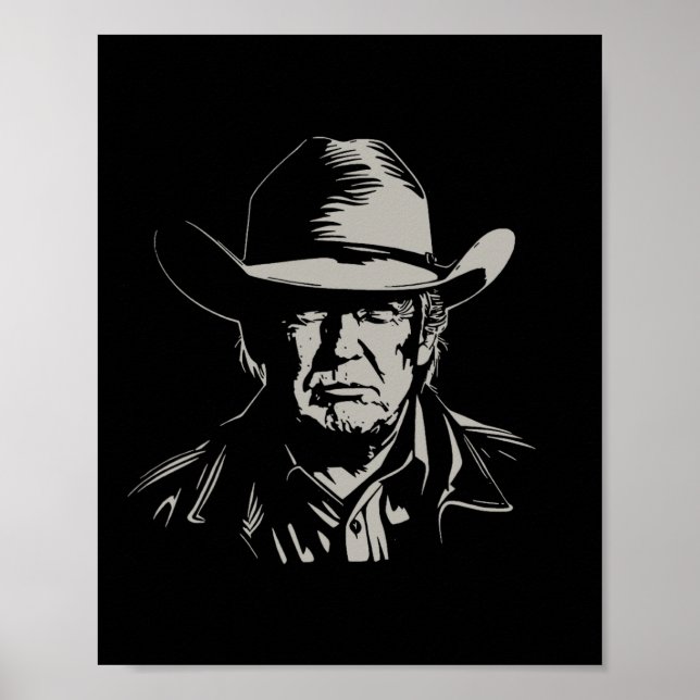 Poster Trump Head Cowboy Eua 2024 Votação Eleição America (Frente)