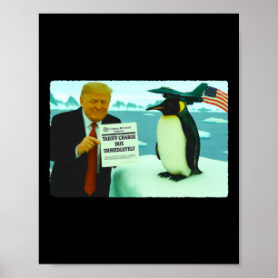 Poster Trump Impõe Tarifa Sobre Política Irônica de Pingu