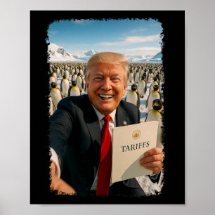 Poster Trump Impõe Tarifa Sobre Política Irônica de Pingu