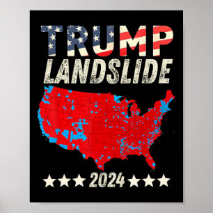 Poster Trump Landslide 2024 Mapa Eleitoral de Suporte Tru