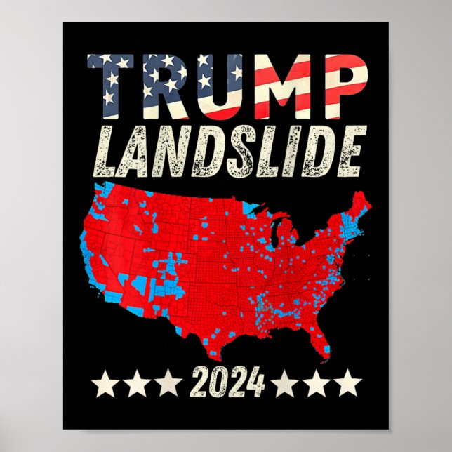 Poster Trump Landslides 2024 Mapa Eleitoral Vencedor do T (Frente)