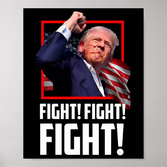 Poster Trump Luta Combatendo Combatentes Apoiadores Ameri (Frente)