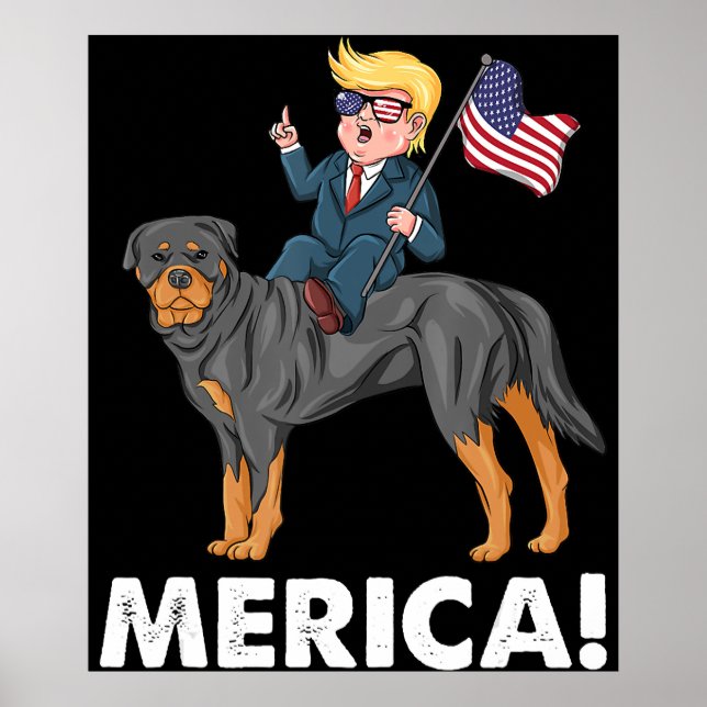 Poster Trump Merica Rottweiler Cão Americano Herói (Frente)