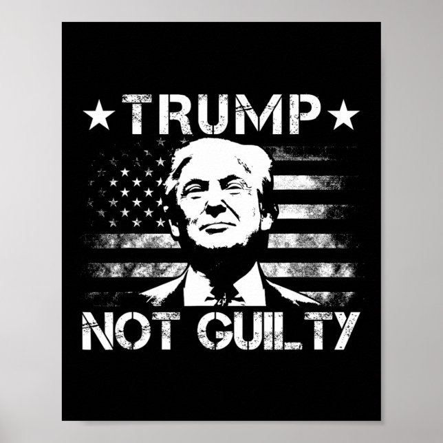 Poster Trump Não Culpado Apoiador do Trump Bandeira Ameri (Frente)