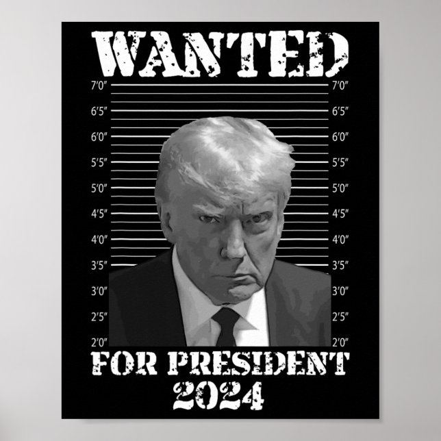 Poster Trump Not Guilty Mug Shot 2024 Procurado Para Pres (Frente)