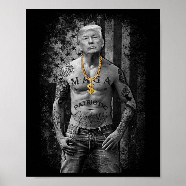 Poster Trump Patriótico Gangster - Republicano Anti-Liber (Frente)
