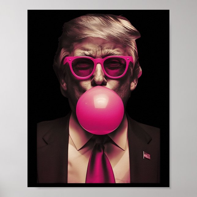 Poster Trump Pink Bubblegum Engraçado (Frente)