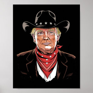 Poster Trump Presidente Cowboy Patriótico