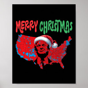 Poster Trump Red Election Map Merry Christmas Trump Winne