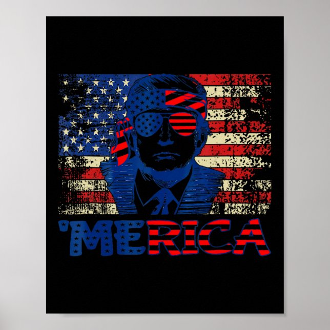 Poster Trump Shirts Quarto 4 De Julho Trump American Fla (Frente)