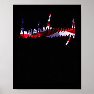 Poster Trump Signature Usa Flag 4 De Julho De 2024 Maga T