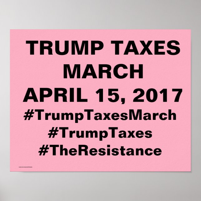 Pôster Trump Taxes Marcha Protesto (Frente)