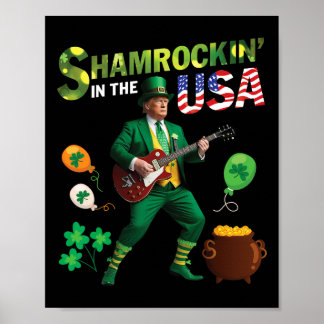 Poster Trump Tocando Violão Shamrockin Nos EUA Dia De São