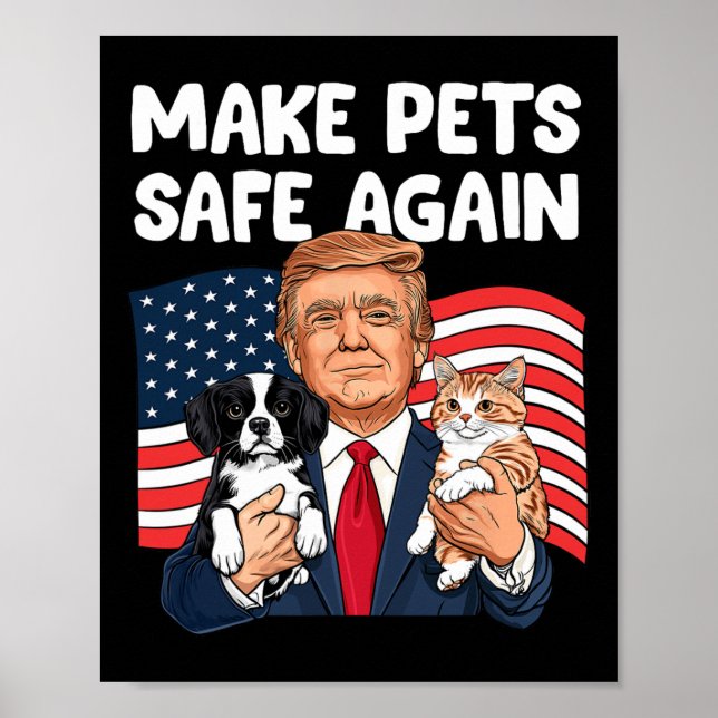 Poster Trump Torna Os Animais Seguros Novamente Engraçado (Frente)
