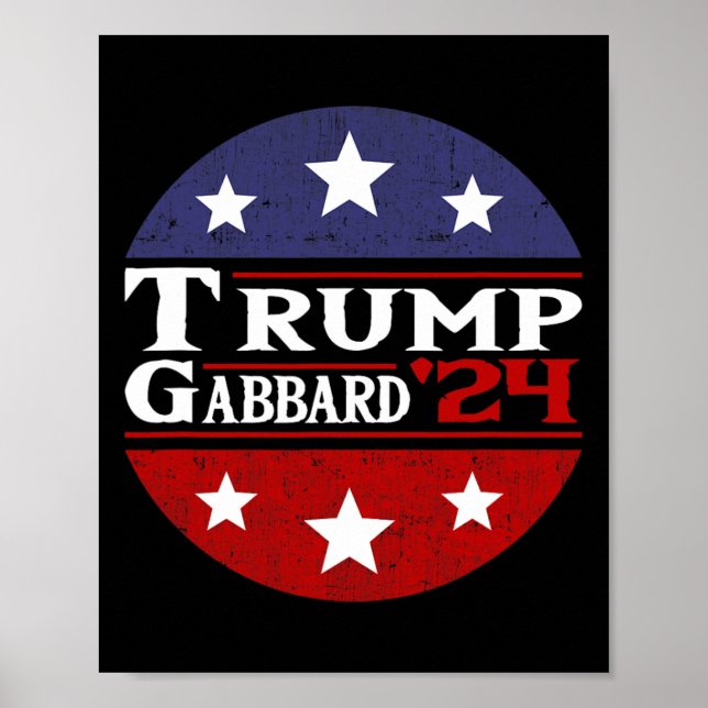 Poster Trump Tulsi Gabbard 2024 Bandeira Conservadora Dos (Frente)