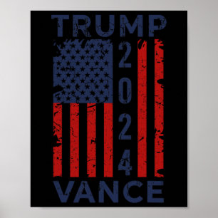 Poster Trump Vance 2024 Bandeira Dos Eua - Presidente Ele