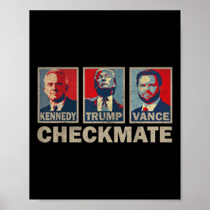 Poster Trump Vance Kennedy Checkmate 2024 República Eleit