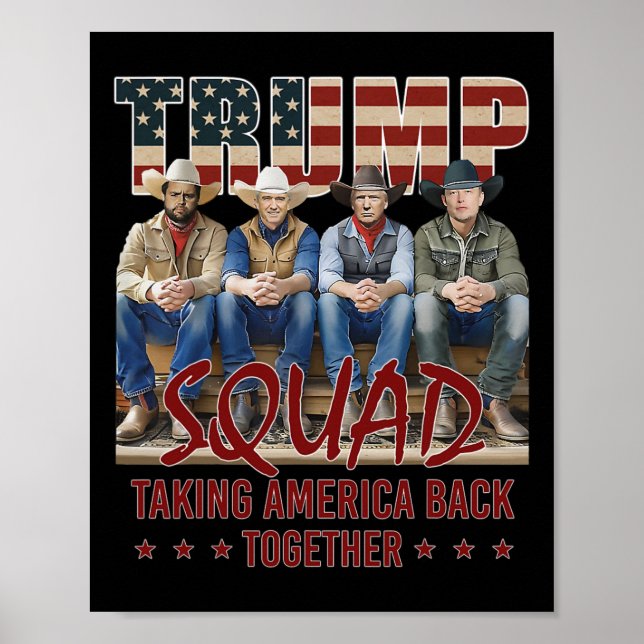 Poster Trump Vance Kennedy Elon Squad levando a América d (Frente)